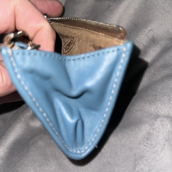 Coach signature brown with teal leather blue so cute 🥰 has keychain - Picture 6 of 11